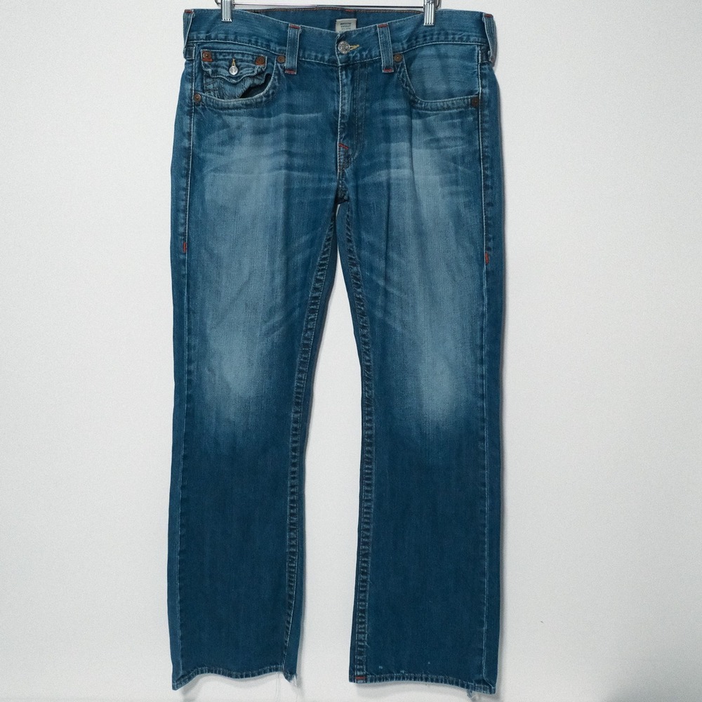 True Religion Mens Jeans  Blue Bootcut Size 36 RN#112790